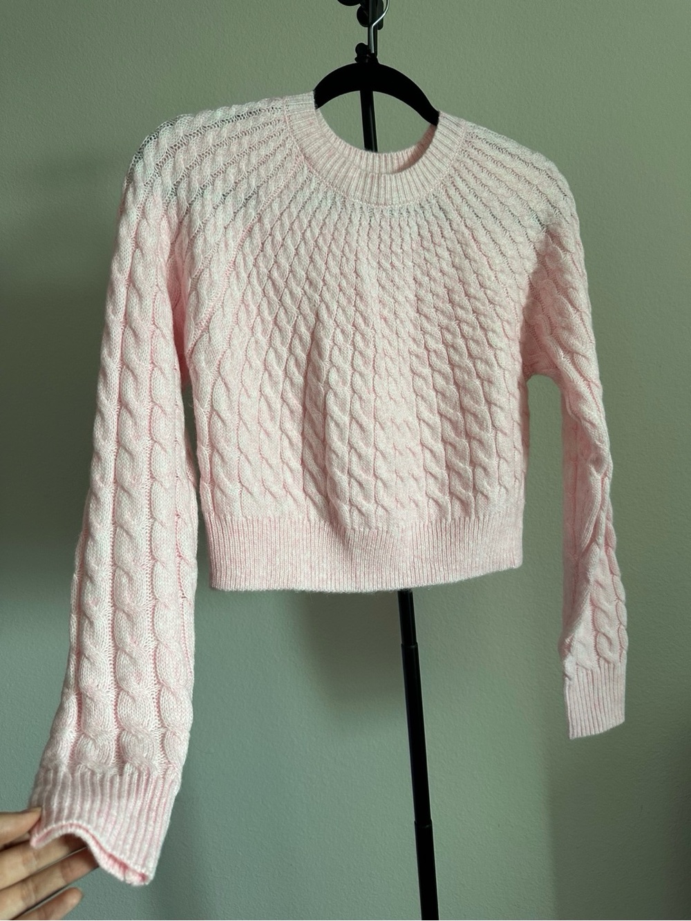 Sincerely Jules Pale Pink Cable Knit Crew Sweater